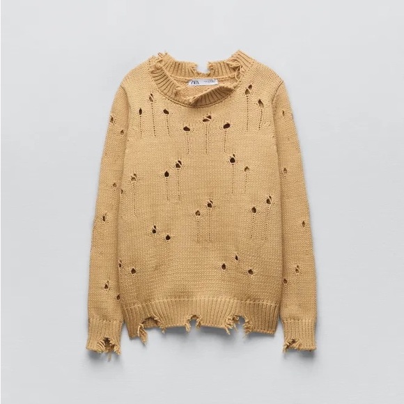 Zara KNIT SWEATER WITH RIPS - Picture 3 of 6